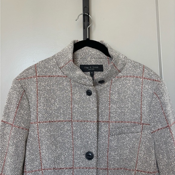 Rag & Bone Gray and Red Checkered Blazer - Picture 3 of 4
